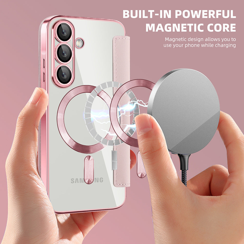 MagSafe Case for Samsung Galaxy A37 5G, Techsuit, SmartMag Book, Pink