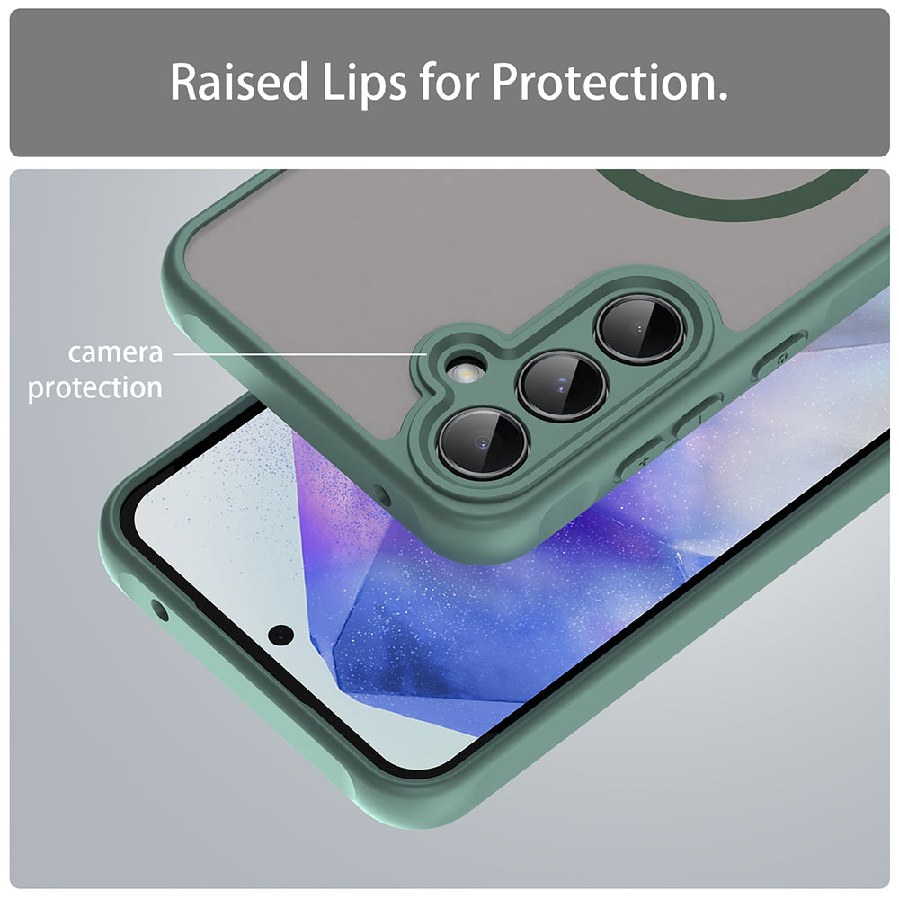 MagSafe Case for Samsung Galaxy A55 5G A556, Techsuit, HaloFrost II, Green