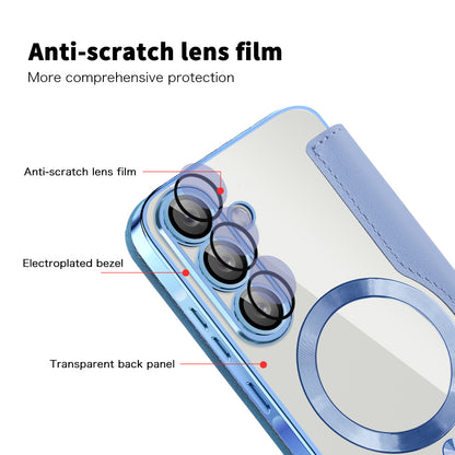 MagSafe Case for Samsung Galaxy A56 A566, Techsuit, SmartMag Book, Blue