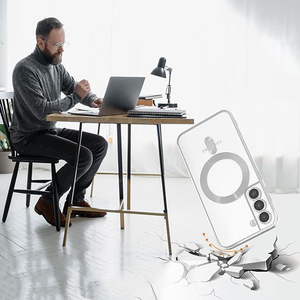 MagSafe Case for Samsung Galaxy S21 FE 5G G990, Techsuit, Luxury Crystal, Dark Blue