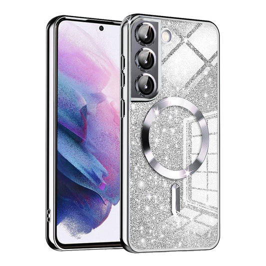 MagSafe Case for Samsung Galaxy S21 FE 5G G990, Techsuit, Luxury Glitter, Silver