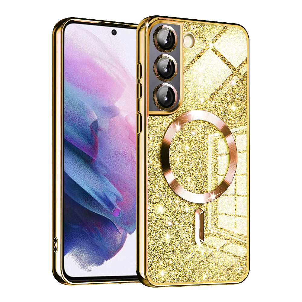 MagSafe Case for Samsung Galaxy S21 FE 5G G990, Techsuit, Luxury Glitter, Gold