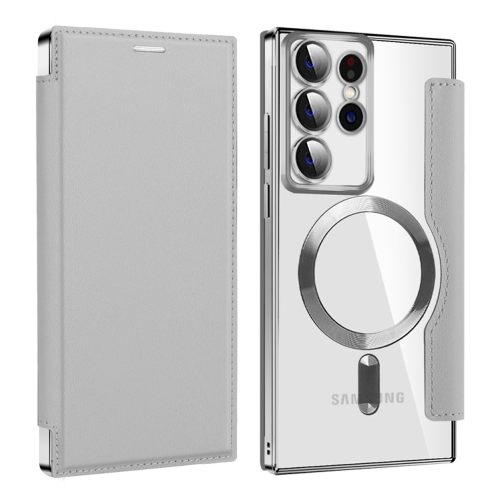 MagSafe Case for Samsung Galaxy S22 Ultra 5G S908, Techsuit, SmartMag Book, Gray