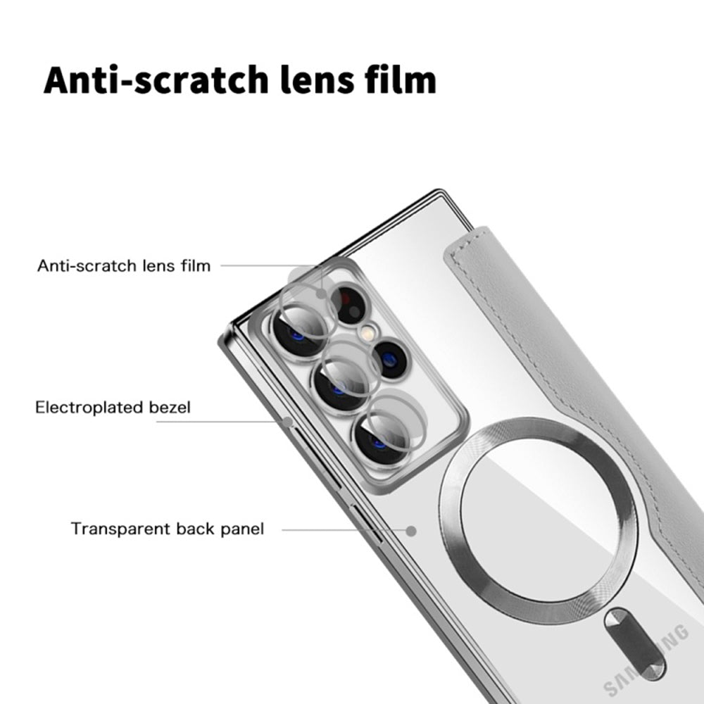 MagSafe Case for Samsung Galaxy S22 Ultra 5G S908, Techsuit, SmartMag Book, Gray