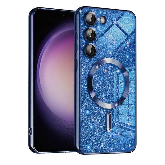 MagSafe Case for Samsung Galaxy S23+ S916, Techsuit, Luxury Glitter, Dark Blue