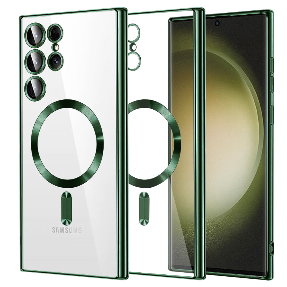 MagSafe Case for Samsung Galaxy S23 Ultra S918, Techsuit, Luxury Crystal, Dark Green