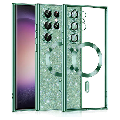 MagSafe Case for Samsung Galaxy S23 Ultra S918, Techsuit, Luxury Glitter, Light Green