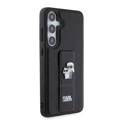 MagSafe Case for Samsung Galaxy S24+ S926, Karl Lagerfeld, Saffiano Gripstand Karl & Choupette, Black