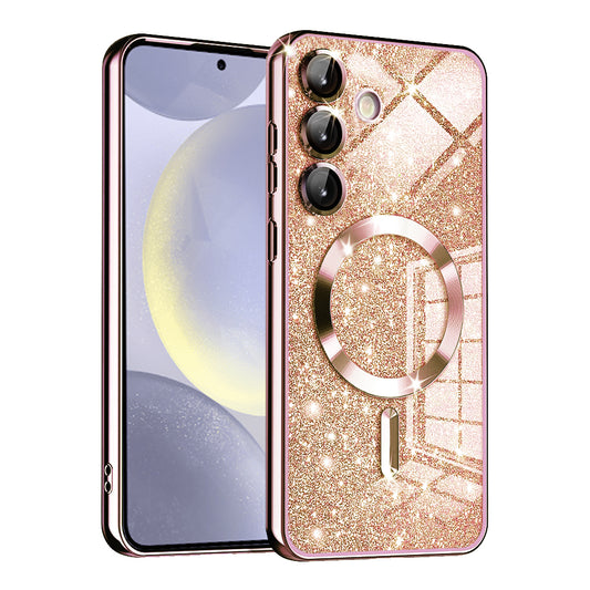 MagSafe Case for Samsung Galaxy S24+ S926, Techsuit, Luxury Glitter, Rose Gold