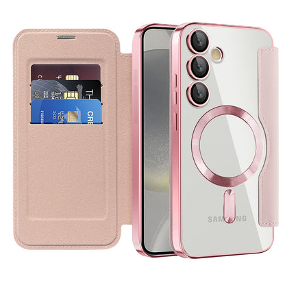 MagSafe Case for Samsung Galaxy S24 S921, Techsuit, SmartMag Book, Pink
