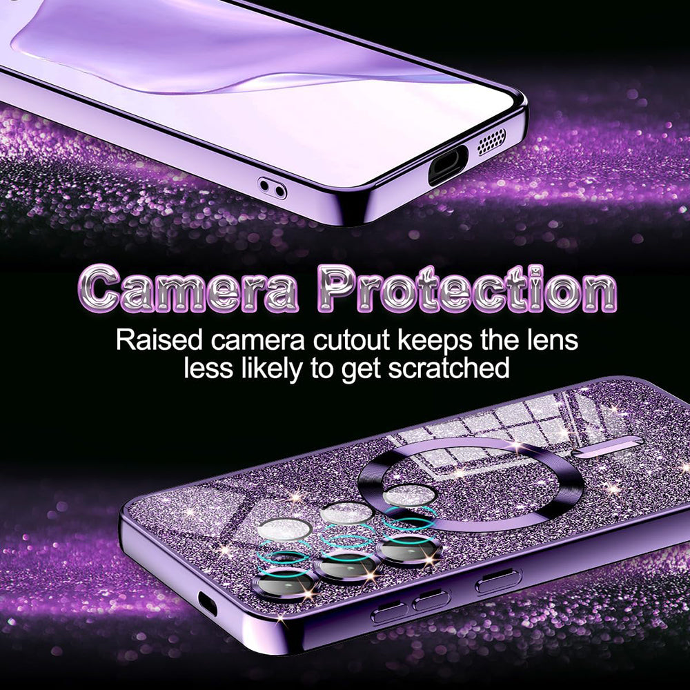 MagSafe Case for Samsung Galaxy S24 Ultra S928, Techsuit, Luxury Glitter, Silver