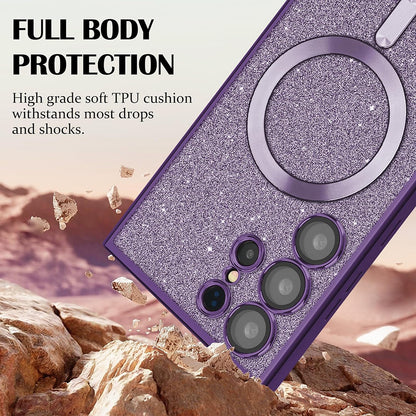MagSafe Case for Samsung Galaxy S24 Ultra S928, Techsuit, Luxury Glitter, Light Purple