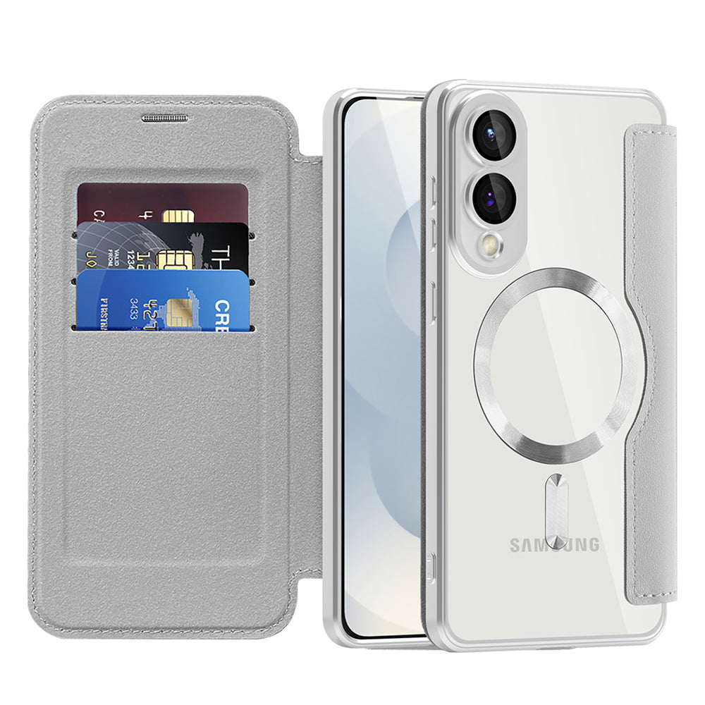 MagSafe Case for Samsung Galaxy S25 Edge S937, Techsuit, SmartMag Book, Gray