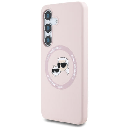 MagSafe Case for Samsung Galaxy S25+ S936, Karl Lagerfeld, Silicone Double Heads, Pink