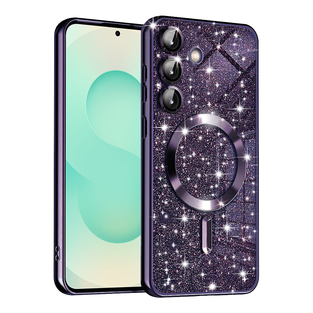 MagSafe Case for Samsung Galaxy S25+ S936, Techsuit, Luxury Glitter, Dark Purple