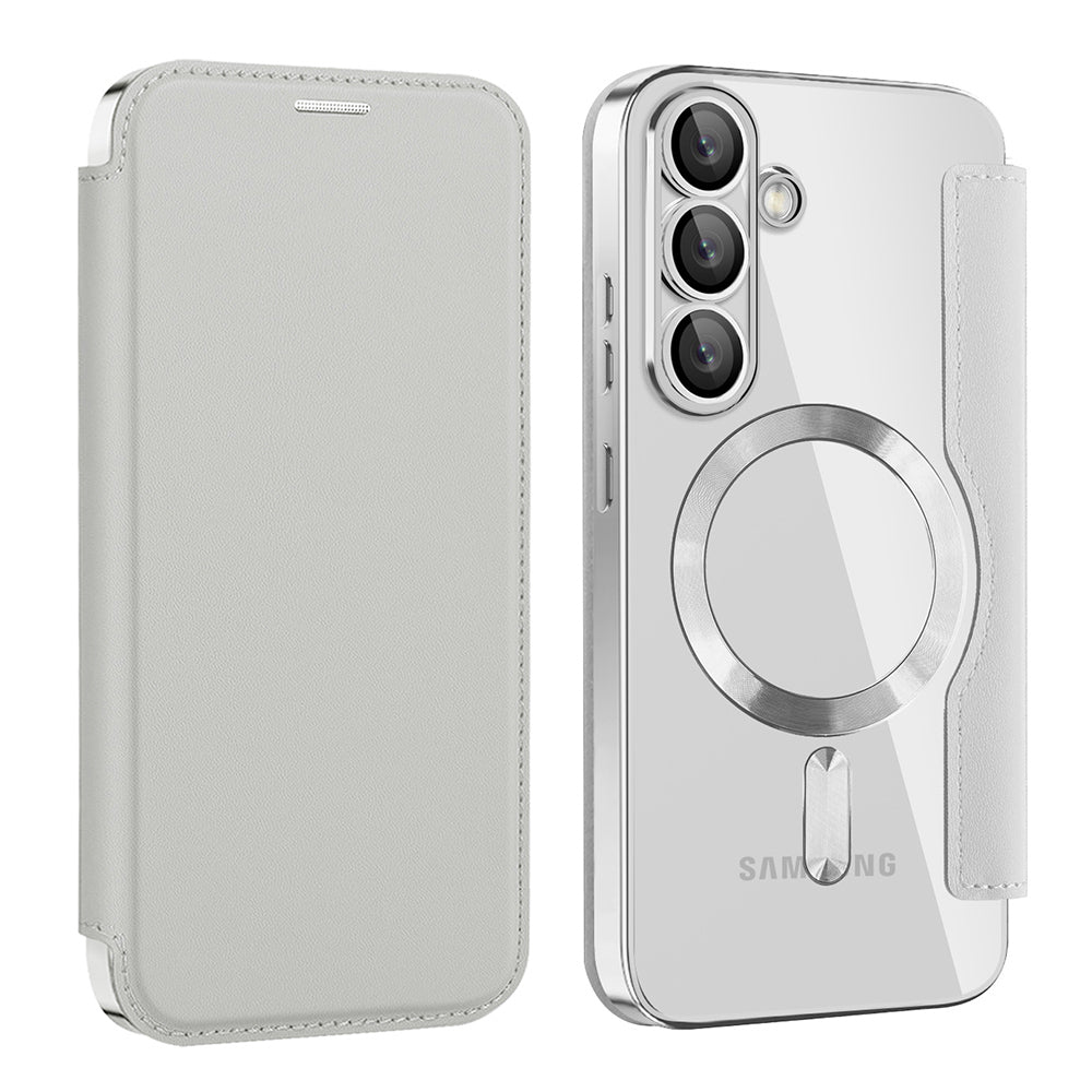 MagSafe Case for Samsung Galaxy S25+ S936, Techsuit, SmartMag Book, Gray