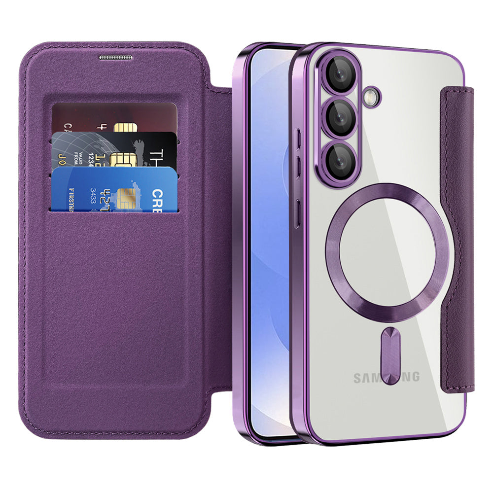 MagSafe Case for Samsung Galaxy S25+ S936, Techsuit, SmartMag Book, Purple