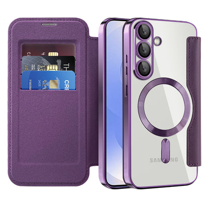 MagSafe Case for Samsung Galaxy S25+ S936, Techsuit, SmartMag Book, Purple