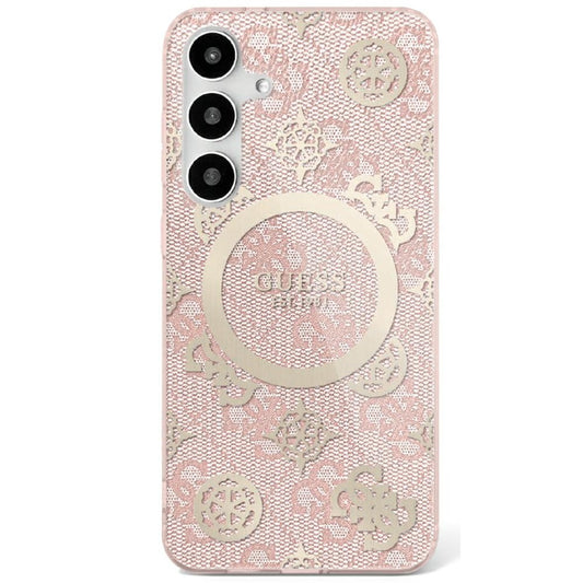 MagSafe Case for Samsung Galaxy S25 S931, Guess, IML Peony On 4G Background, Pink