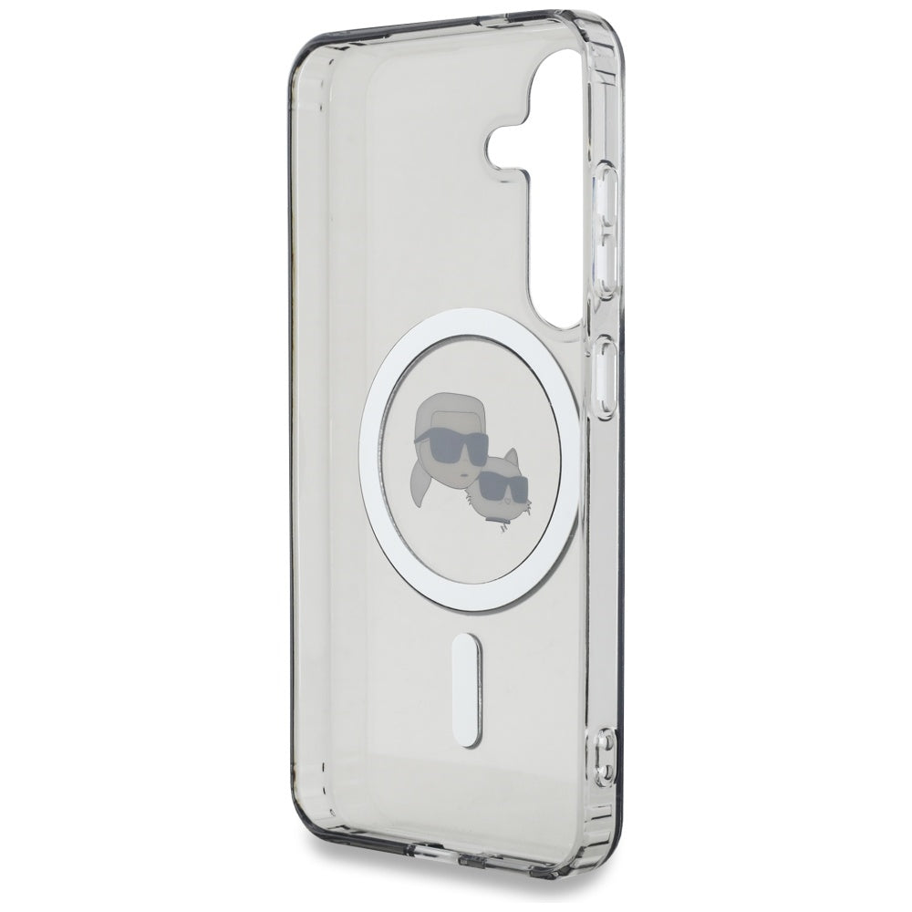 MagSafe Case for Samsung Galaxy S25 S931, Karl Lagerfeld, IML Metal Karl & Choupette's Heads, Black
