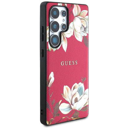 MagSafe Case for Samsung Galaxy S25 Ultra S938, Guess, Grained Flowers, Fuchsia