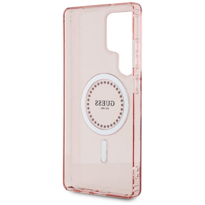 MagSafe Case for Samsung Galaxy S25 Ultra S938, Guess, IML Rhinestone, Pink