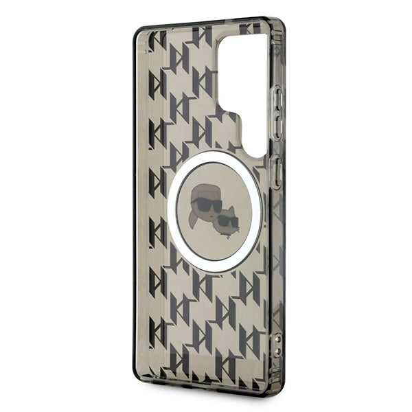MagSafe Case for Samsung Galaxy S25 Ultra S938, Karl Lagerfeld, IML Monogram Karl & Choupette's Heads, Black