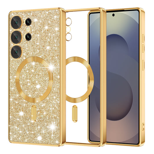 MagSafe Case for Samsung Galaxy S25 Ultra S938, Techsuit, Luxury Glitter, Gold