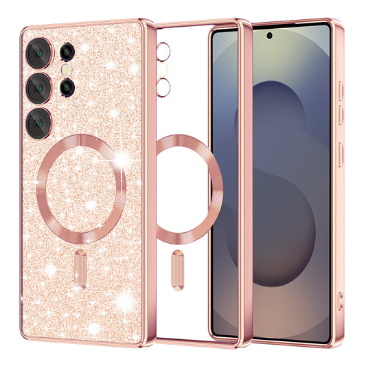 MagSafe Case for Samsung Galaxy S25 Ultra S938, Techsuit, Luxury Glitter, Rose Gold