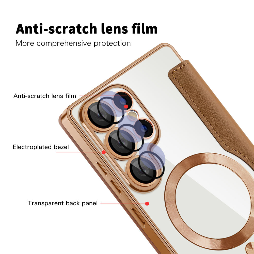 MagSafe Case for Samsung Galaxy S25 Ultra S938, Techsuit, SmartMag Book, Brown
