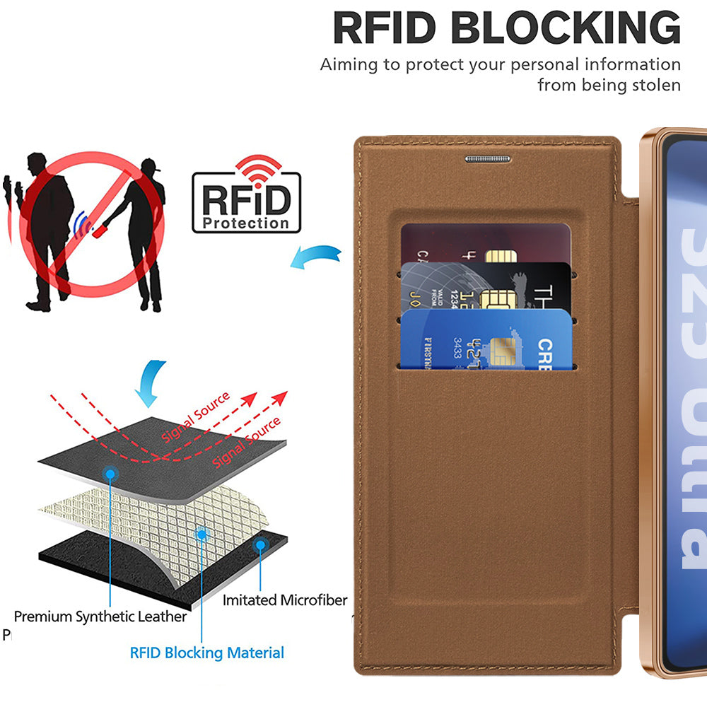 MagSafe Case for Samsung Galaxy S25 Ultra S938, Techsuit, SmartMag Book, Brown
