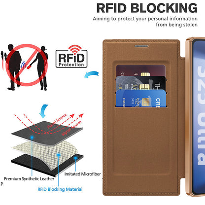 MagSafe Case for Samsung Galaxy S25 Ultra S938, Techsuit, SmartMag Book, Brown