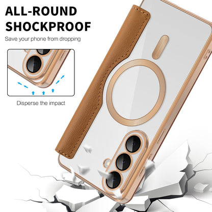 MagSafe Case for Samsung Galaxy S26 Plus, Techsuit, SmartMag Book, Brown