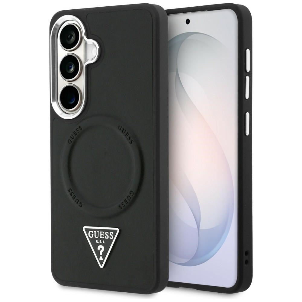 MagSafe Case for Samsung Galaxy S26 S942, Guess, Embossed Ring Triangle Logo, Black
