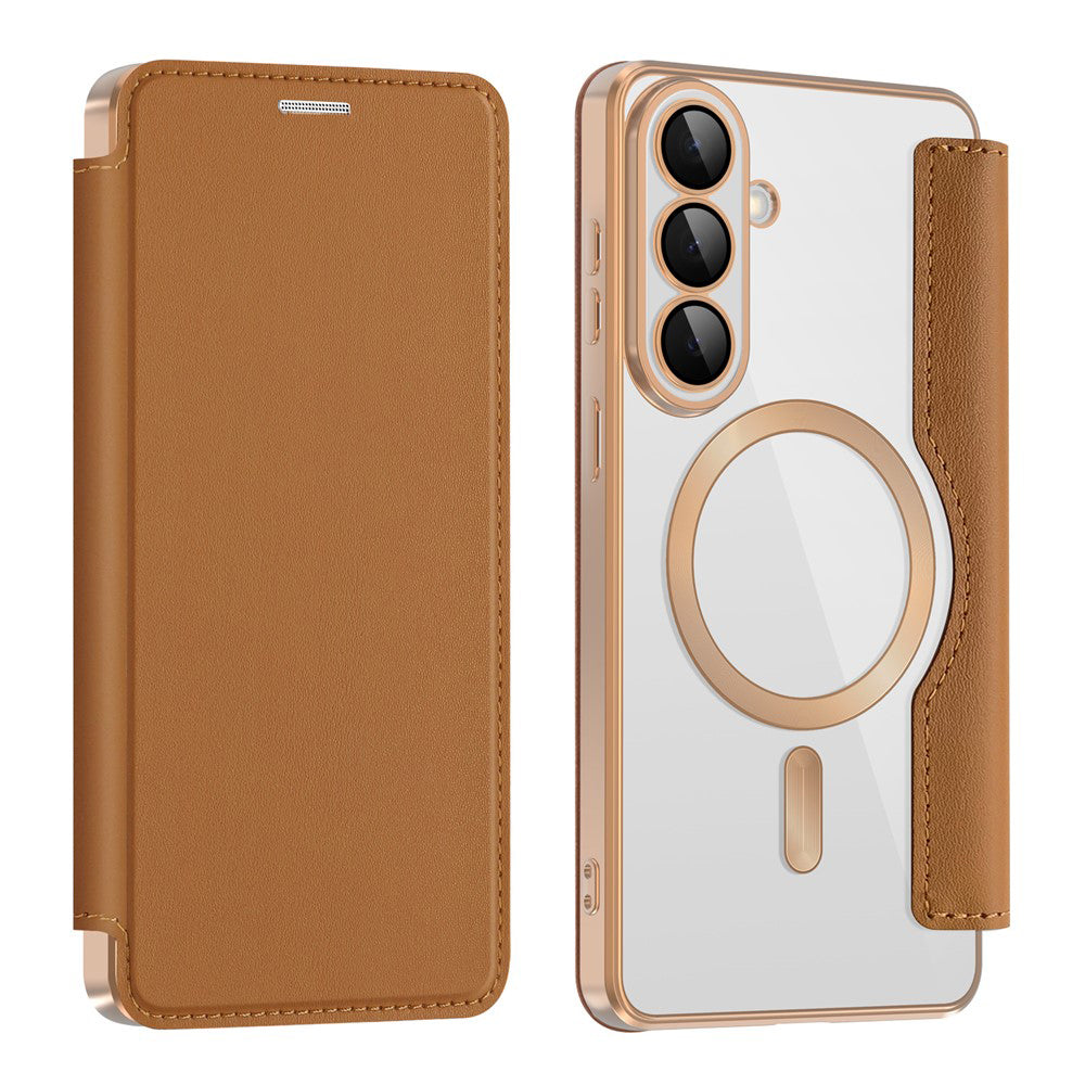 MagSafe Case for Samsung Galaxy S26, Techsuit, SmartMag Book, Brown