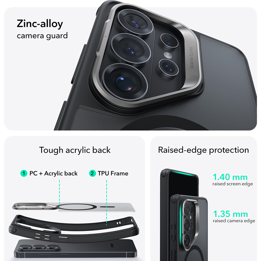 MagSafe Case for Samsung Galaxy S26 Ultra, ESR, Classic Hybrid Kickstand, Satin Black