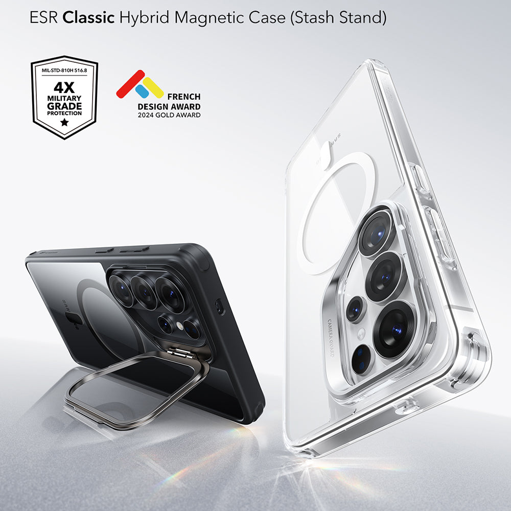 MagSafe Case for Samsung Galaxy S26 Ultra, ESR, Classic Hybrid Kickstand, Transparent Black