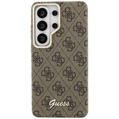 MagSafe Case for Samsung Galaxy S26 Ultra S948, Guess, 4G Script Logo, Brown