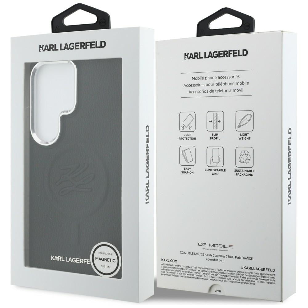 MagSafe Case for Samsung Galaxy S26 Ultra S948, Karl Lagerfeld, Initial Logo Debossed, Black