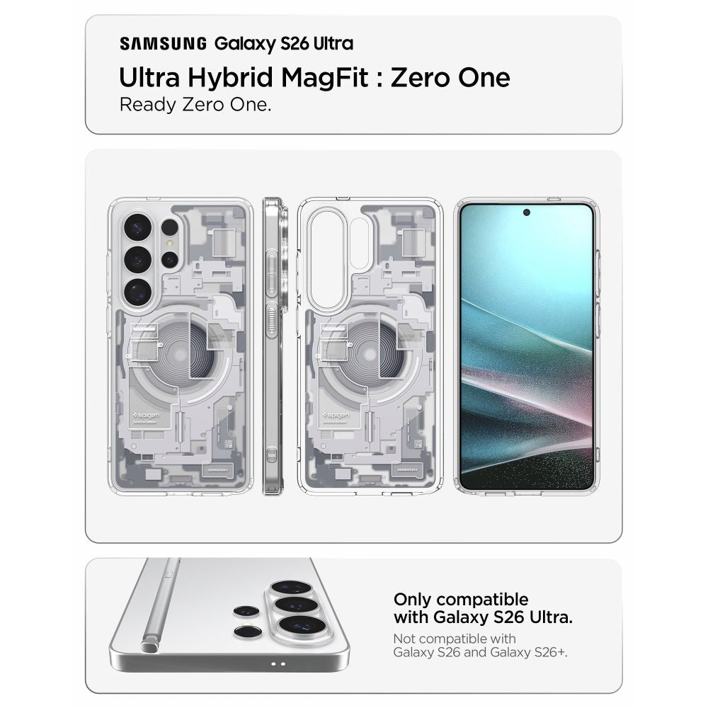 MagSafe Case for Samsung Galaxy S26 Ultra S948, Spigen, Ultra Hybrid Zero One, White ACS10683