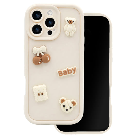 Case for Apple iPhone 15, OEM, Ultra Trendy 3D Bear, Beige