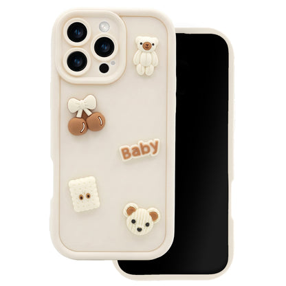 Case for Apple iPhone 16, OEM, Ultra Trendy 3D Bear, Beige