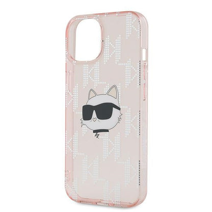 Case for Apple iPhone 14, Karl Lagerfeld, IML Luxury Monogram Choupette's Head, Pink