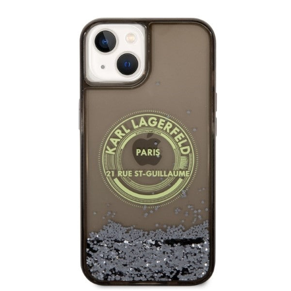 Case for Apple iPhone 14, Karl Lagerfeld, Liquid Glitter RSG, Black