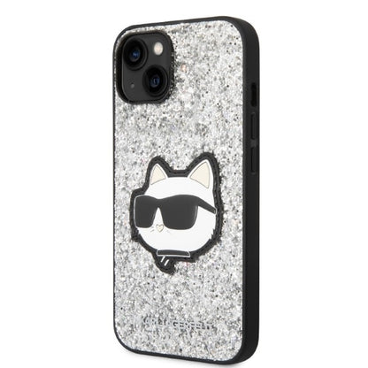 Case for Apple iPhone 14 Plus, Karl Lagerfeld, Glitter Choupette Patch, Silver