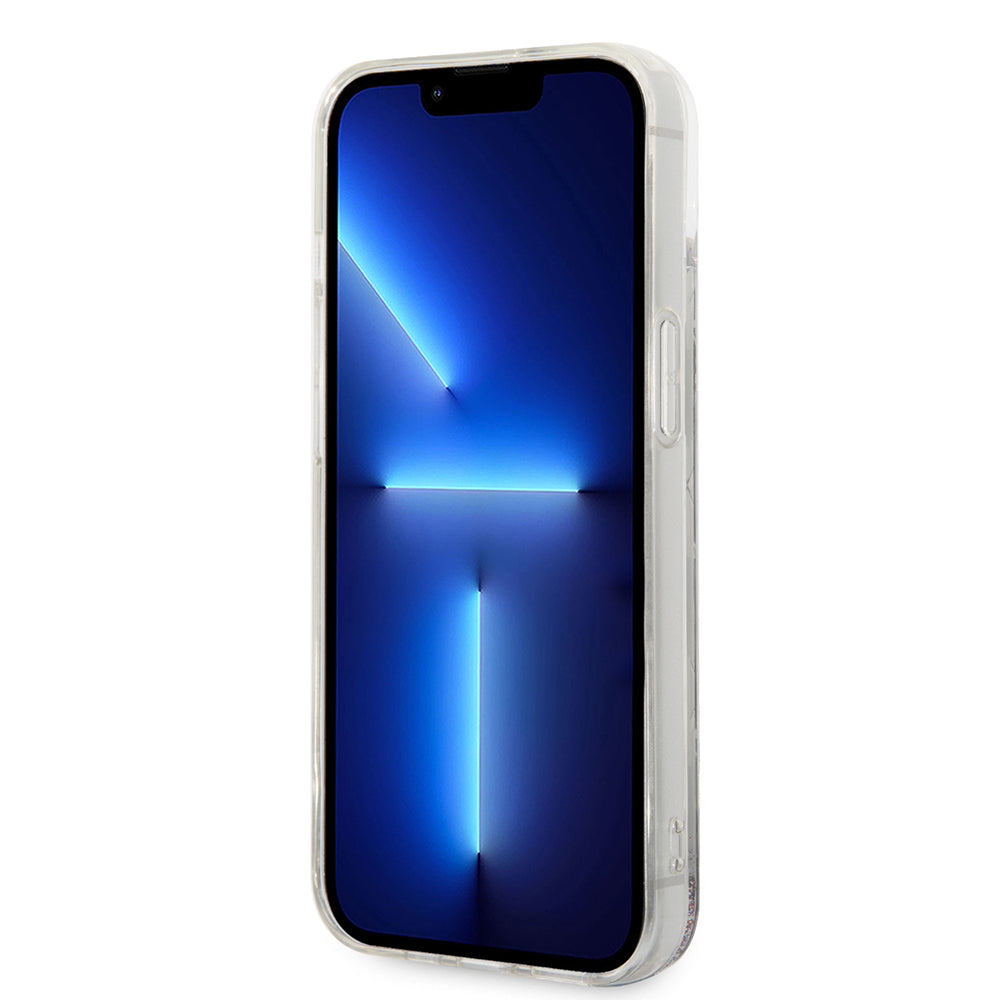 Case for Apple iPhone 14 Plus, Karl Lagerfeld, Liquid Glitter Monogram, Silver