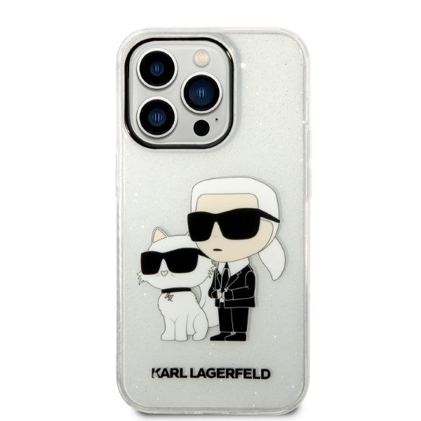 Case for Apple iPhone 14 Pro, Karl Lagerfeld, Glitter Karl & Choupette, Transparent