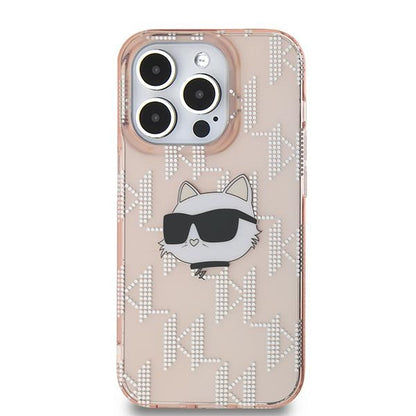 Case for Apple iPhone 14 Pro, Karl Lagerfeld, IML Luxury Monogram Choupette's Head, Pink