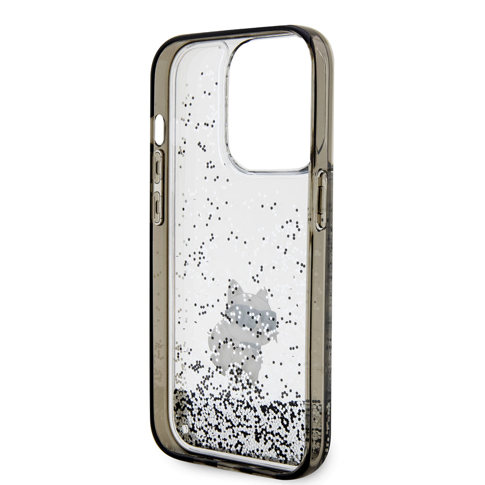 Case for Apple iPhone 14 Pro, Karl Lagerfeld, Liquid Glitter Choupette, Transparent