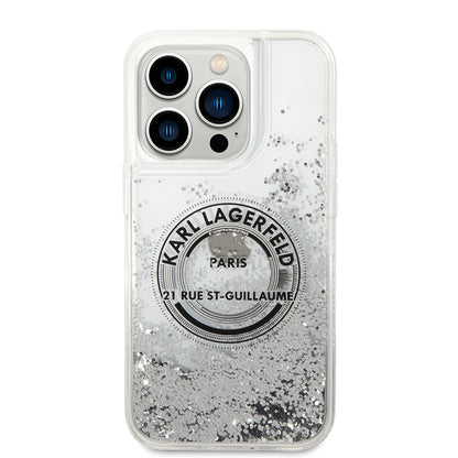 Case for Apple iPhone 14 Pro, Karl Lagerfeld, Liquid Glitter RSG, Silver